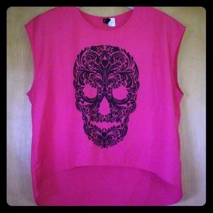 Sugar skull sleeveless blouse